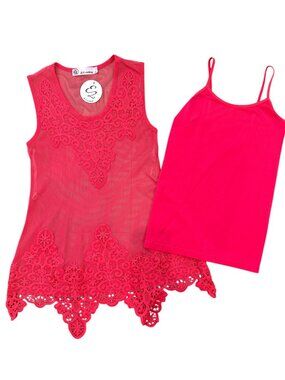NWT EZ Clothing Mesh Tunic Top & Undershirt Set, size large